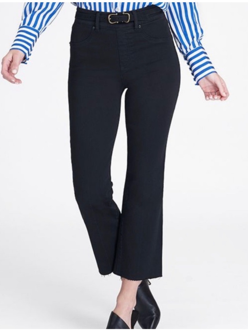 SPANX 20231 R Black Cropped Denim Flare Sz S - Picture 3 of 16